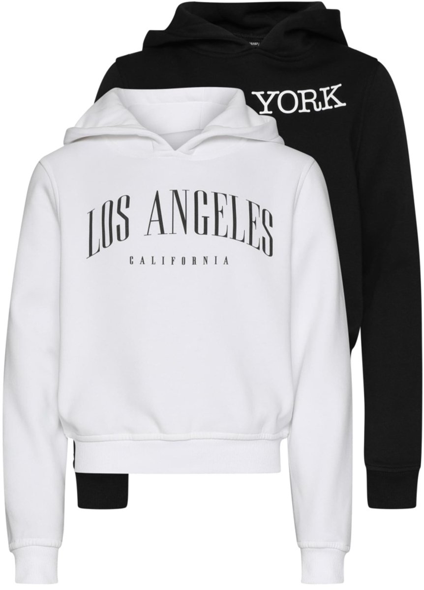 Urban Classics 2-Pack Los Angeles & New York Kinder hoodie/trui Kids 110/116 Zwart