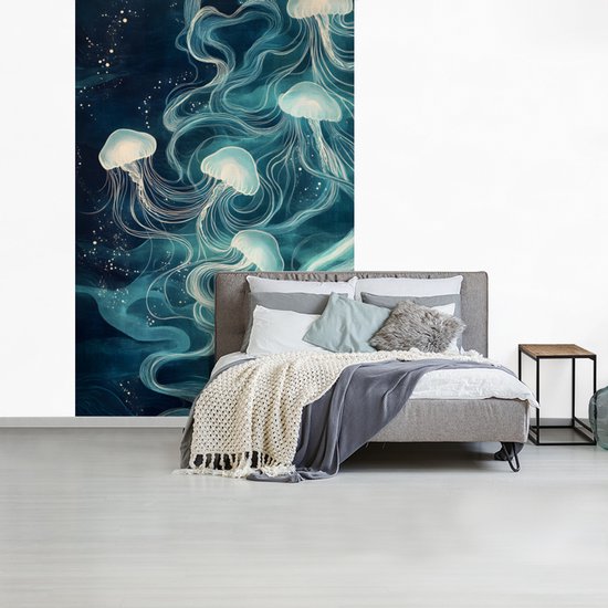 Behang - Fotobehang Kwallen - Zee - Wit - Golven - Breedte 200 cm x hoogte 300 cm