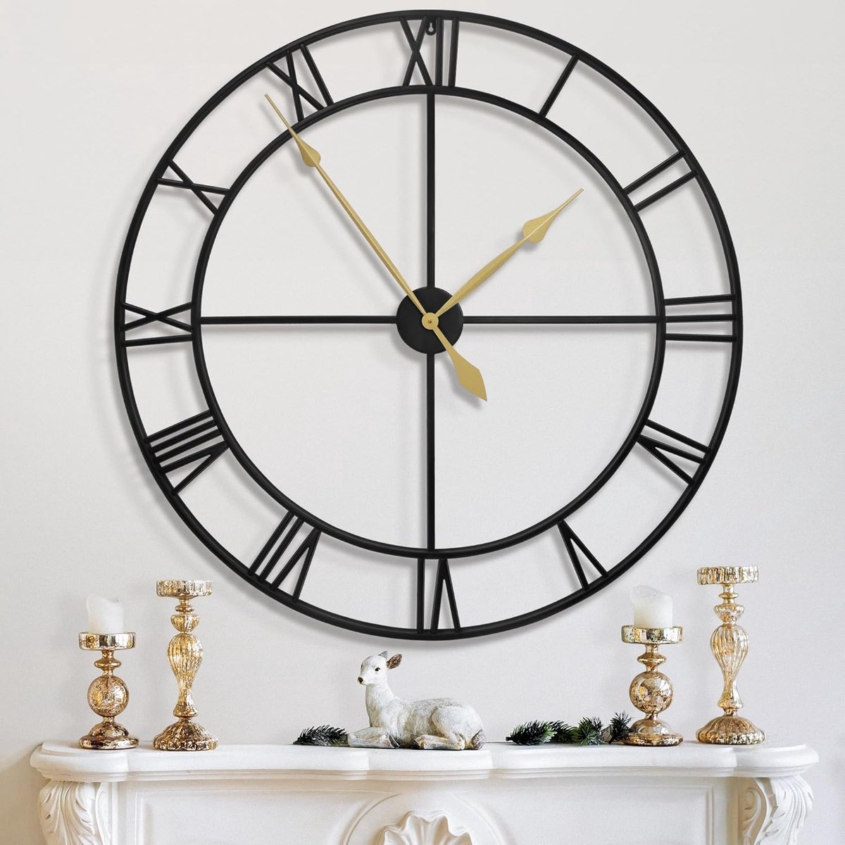 Ibenzoa® Elegant Large Wall Clock with Roman Numerals – Perfect for Any Room in the Home