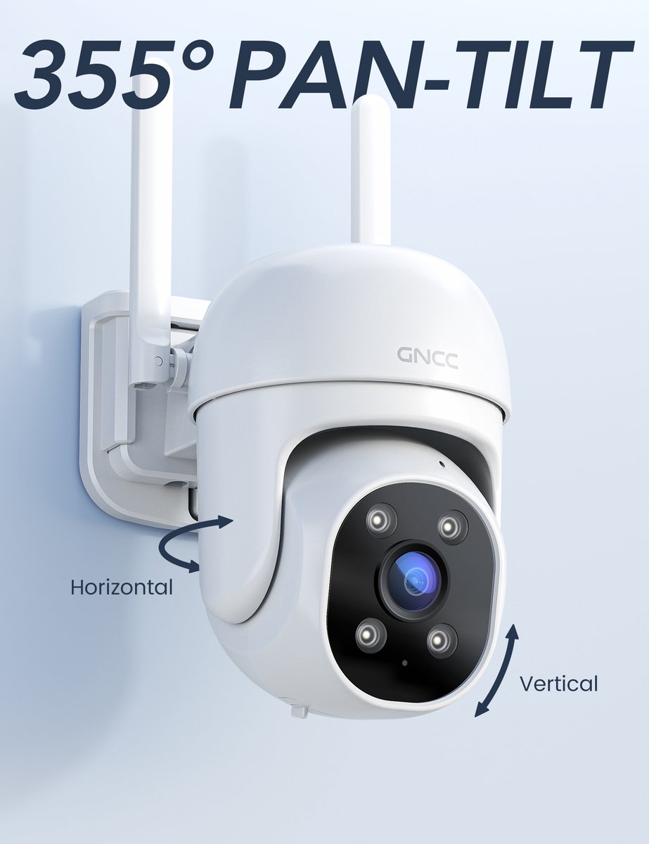 GNCC GK2C Bewakingscamera voor Buiten - 1080P IP-Camera's - Wifi Bluetooth en app - PTZ 360° - Waterdicht (IP66) - 2-Weg Audio - Wit – foto 6
