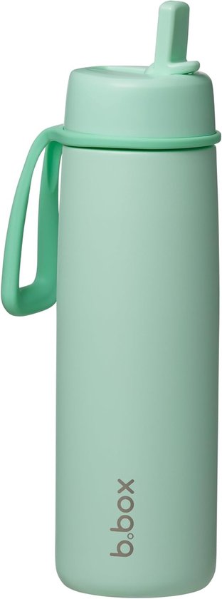 Bouteille b.box vert pâle avec poignée et bec verseur.