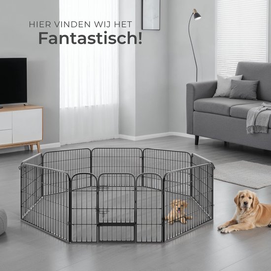 tectake® - 8-hoekige puppyren 60 cm hoog - Ø ca. 201 cm - Variabele opbouwvormen mogelijk - Losse panelen - Voor puppy's en kleine huisdieren - Voor binnen en buiten