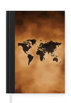 Notitieboek - Schrijfboek - Wereldkaart - Bruin - Kaart - Notitieboekje klein - A5 formaat - Schrijfblok