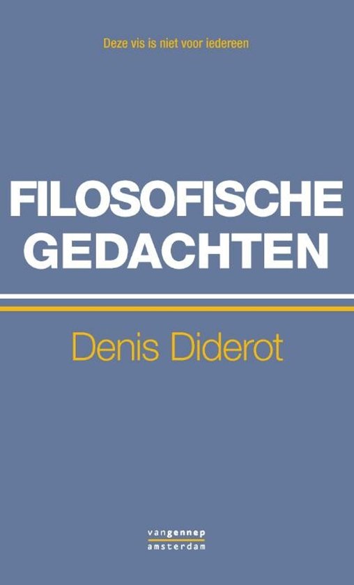 Page de couverture du livre "FILOSOFISCHE GEDACHTEN" par Denis Diderot sur fond bleu.