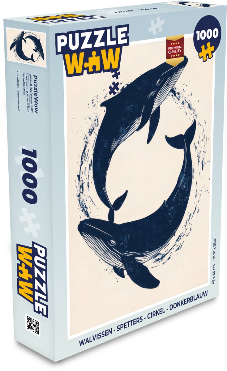 Puzzel Walvissen - Spetters - Cirkel - Donkerblauw - Legpuzzel - Puzzel 1000 stukjes volwassenen