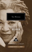Boekomslag met een sepiafoto van Toni Morrison. Titel: Beloved. Inleiding door A. S. Byatt.