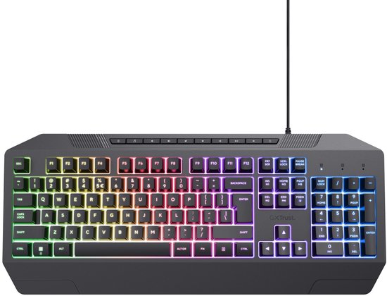 Trust GXT836 Evocx - Gaming Keyboard met Verlichting - Polssteun - Multimedia toetsen - Qwerty US -