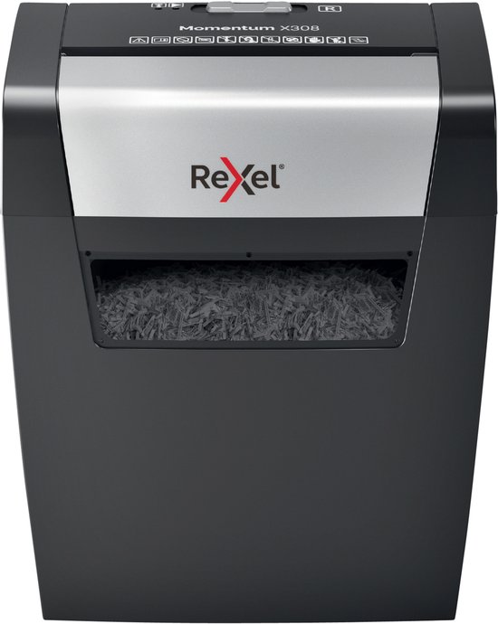 Rexel Momentum X308 Papierversnipperaar - P-3 Cross Cut Snippers - Papierinvoer tot 8 A4-Vel - Zwart