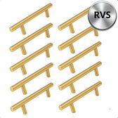 Handgreep Goud RVS 128 MM Denver - 10 Stuks - Handgrepen keukenkastjes - Handgrepen voor deurtjes - Handgrepen Kast - Handgreep keukenkastjes - Handgreep kast - Meubelbeslag - Keukengreep - deurgreep Goud