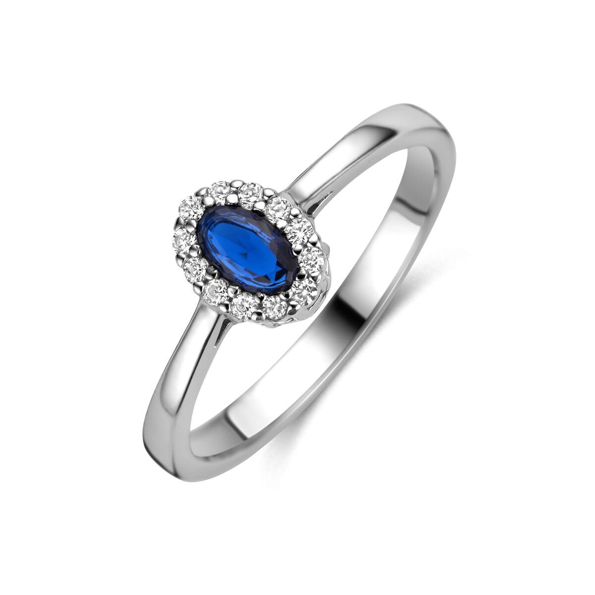 Zilveren Gerhodineerde Ring Saffier Zirkonia 1341416
