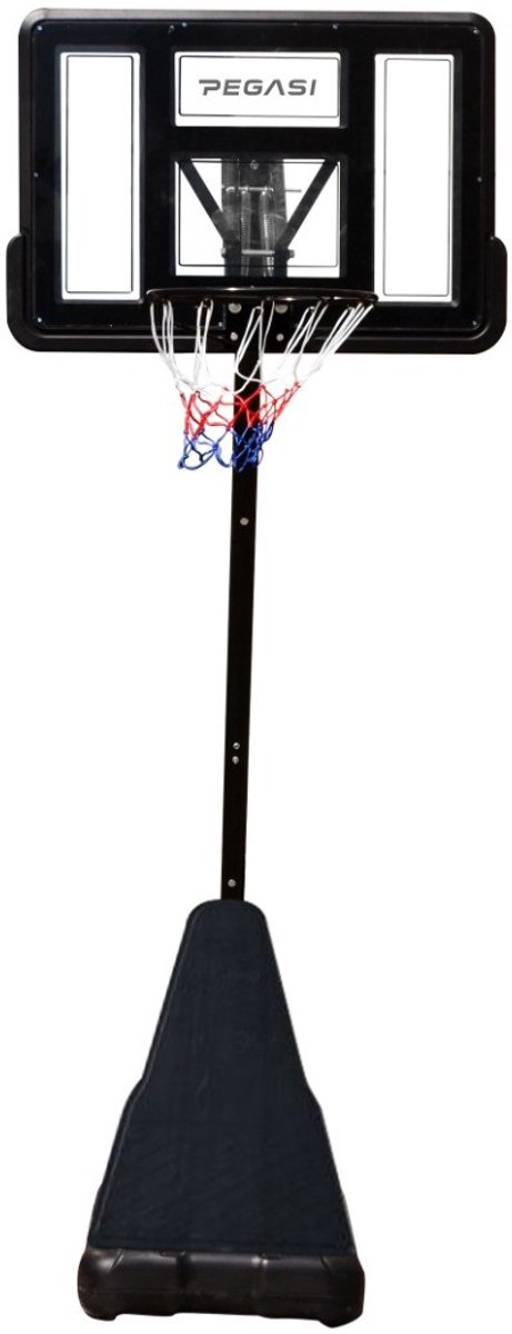 Pegasi Basketbalpaal StreetShot 2,45‑3,05 m – Verstelbare Ringhoogte – Robuust Kunststof Backboard – Verrijdbare Basis – Zwart