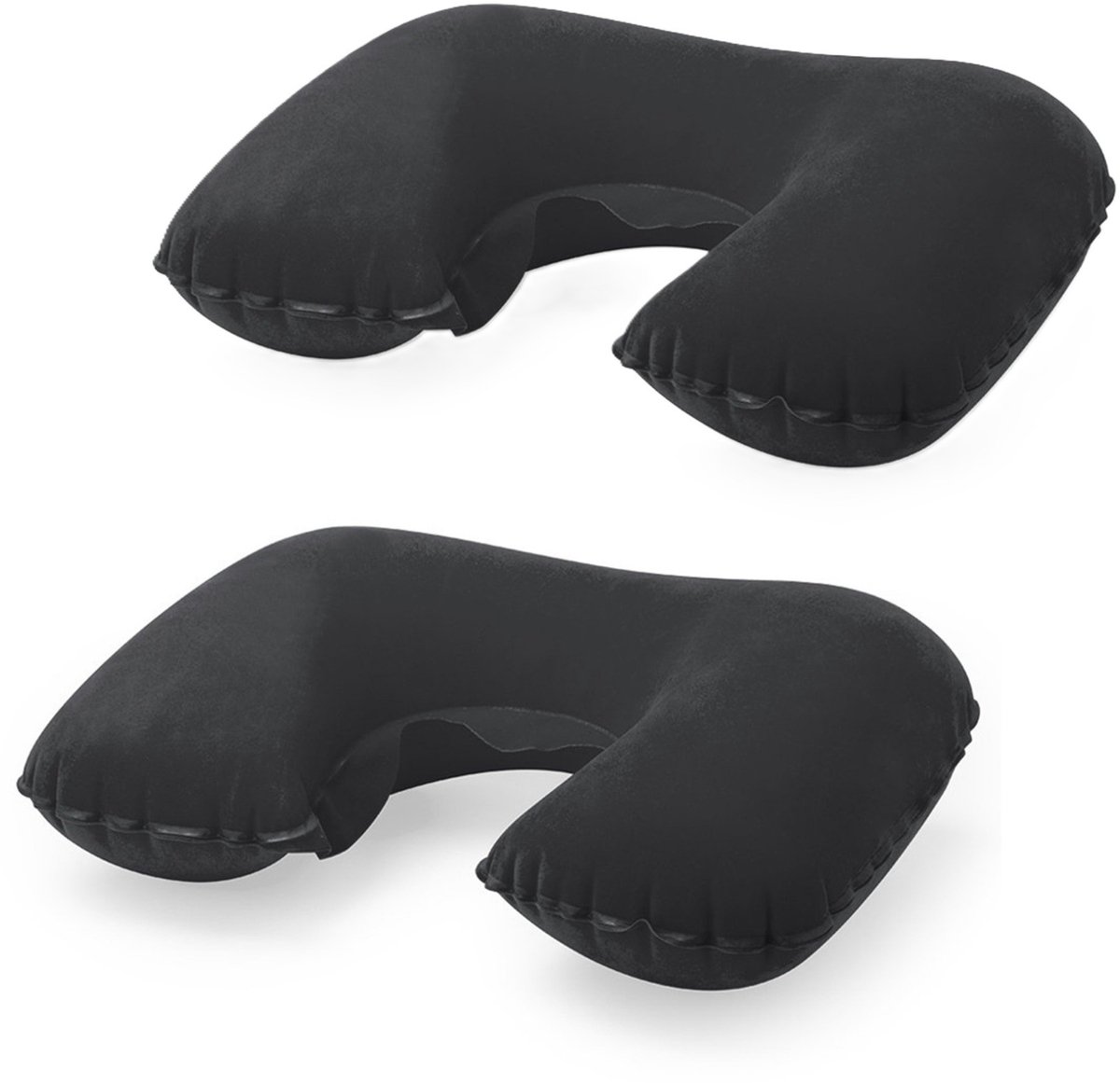 Bol.com Nekkussen - 2x - Opblaasbaar - Zwart - 43 x 26,5 cm - Auto, Trein of Vliegtuig - Reiskussen aanbieding