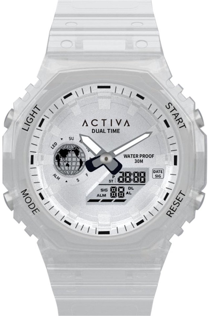 Activa x Invicta Digital ACW423-016 Heren Horloge - Waterdicht - Digtaal - Quartz Uurwerk - Plastic met zilveren Wijzerplaat - 45mm