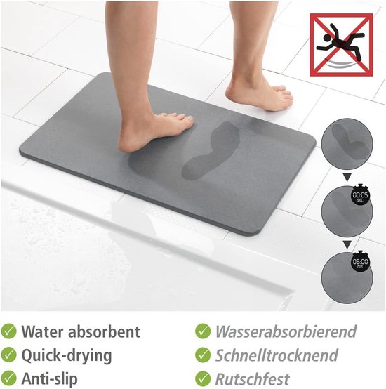 Kiezelgoer badmat, antislip, douchemat, sneldrogend