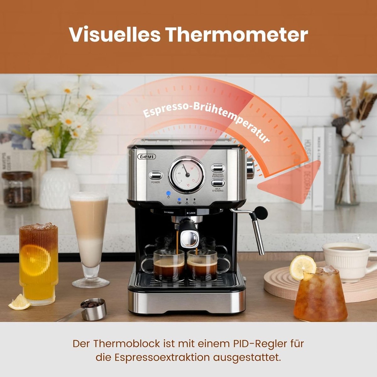 Espressomachine Bonen Koffiemachine Zilver met Zwart - afbeelding 3
