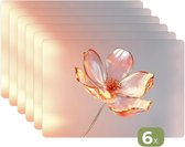 Napperons - 6 pièces - 45x30 cm - Set de table en plastique - Verres - Bloem - Rose - Dessous de Assiettes - Décoration de table - Accessoires de décoration de table de Cuisine - Dessous de verre en Vinyl - Décoration de table