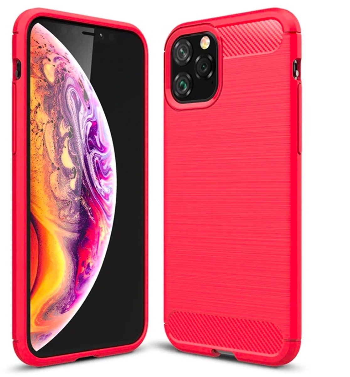 Mobiq Carbon Look Hoesje geschikt voor iPhone 11 Pro Max - Flexibele TPU Case