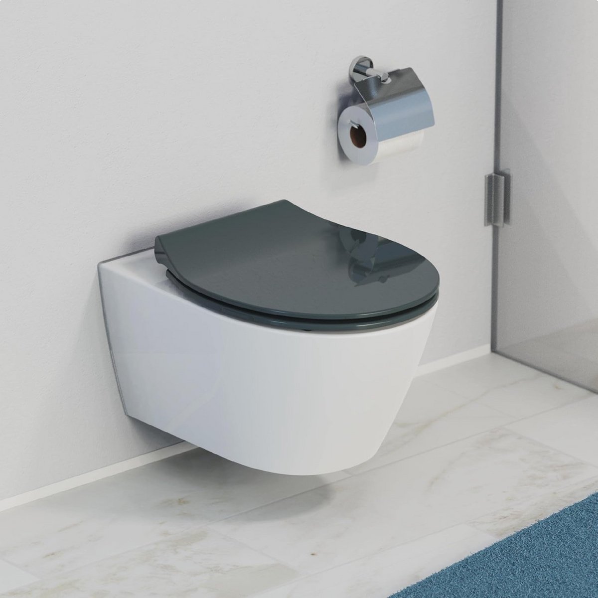 Slimme Toiletbril met Soft-Close Mechanisme en Snelsluiting - Grijs/Aantraciet