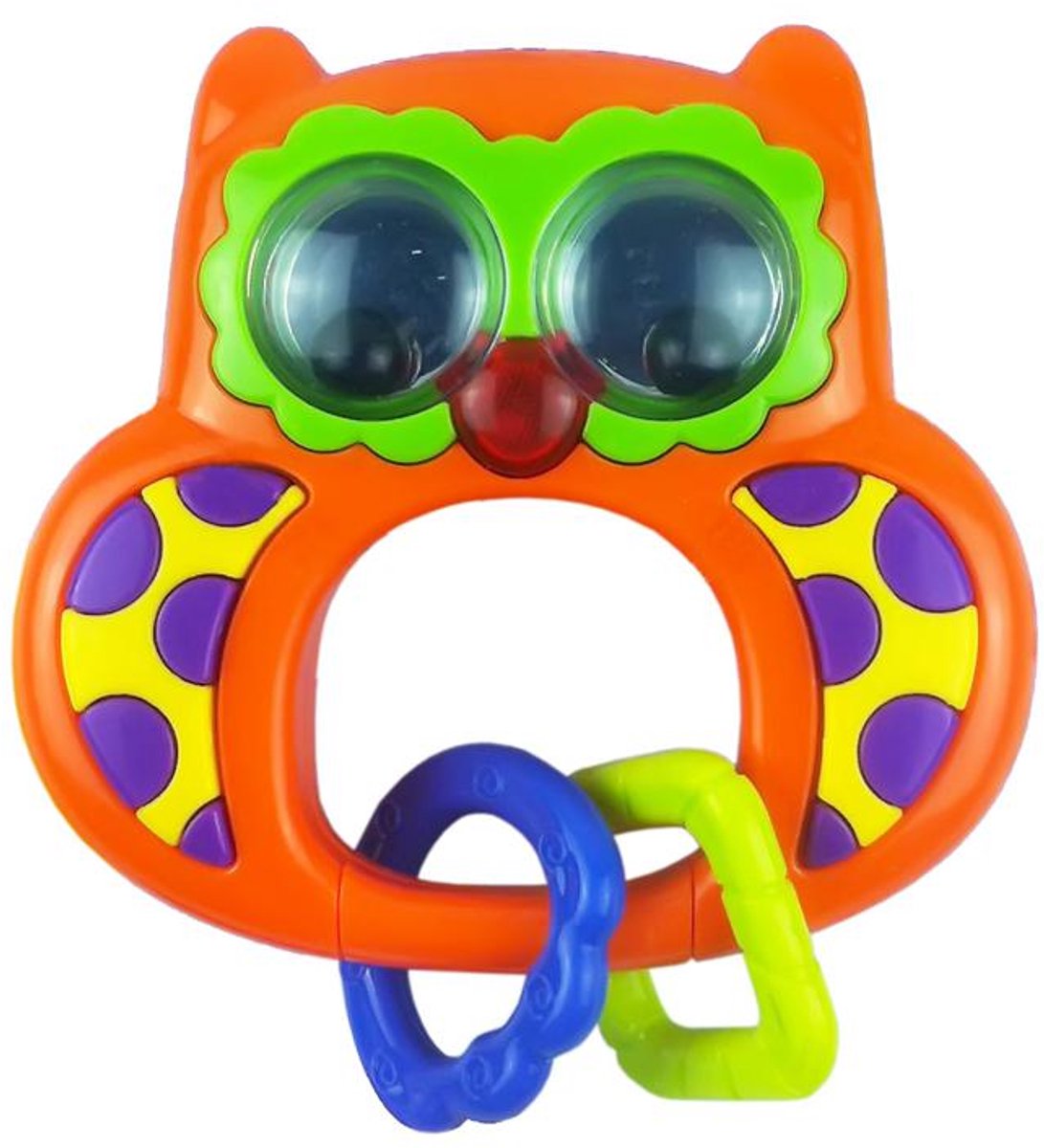 Baby Mix - Rammelaar - Uilvormige rammelaar multicolor kunststof met geluid - speelgoed - motorische ontwikkeling - muziek - kinderrammelaar - eerste levensdagen