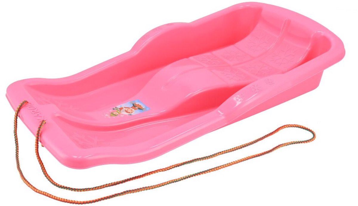 Baby Mix - Slee - Bobslee Karol roze one size plastic - sneeuwslee - kind - speelgoed - winter - buitenspeelgoed - sleeën - glijbaan - buitenspeelgoed - sneeuw - speelgoed voor buiten