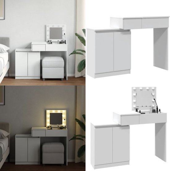 vidaXL Kaptafel met kastje 80x35x132 cm betongrijs, make-uptafel, kap tafel, make up tafel, make-up tafel, kaptafeltje, toilettafel