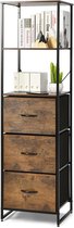 Bol.com COSTWAY Industriële boekenplank staande plank met 3 laden & 3 open planken houten opbergkast met metalen frame kantoorpl... aanbieding