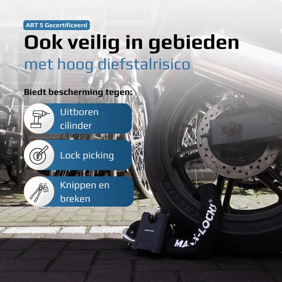 Maxx-Locks Gore - Motorslot ART 5 - Kettingslot voor Scooter en Motor - Art5 Slot met Gehard Stalen Schakels - 120cm