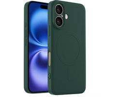 ShieldCase siliconen back cover met magneet geschikt voor iPhone 16 hoesje - TPU / siliconen backcover - telefoonhoesje speciaal voor magnetische accessoires - hoesje met camera cover (donkergroen)