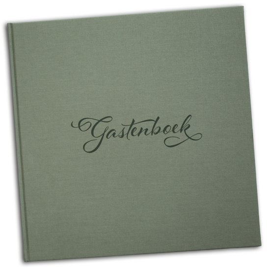 XXL Neutraal gastenboek - Luxe 30 x 30 cm hardcover met olijfgroen omslag - Gastenboek vakantiehuis / Gastenboek bruiloft / Gastenboek bed en breakfast / Gastenboek hotel / Gastenboek neutraal