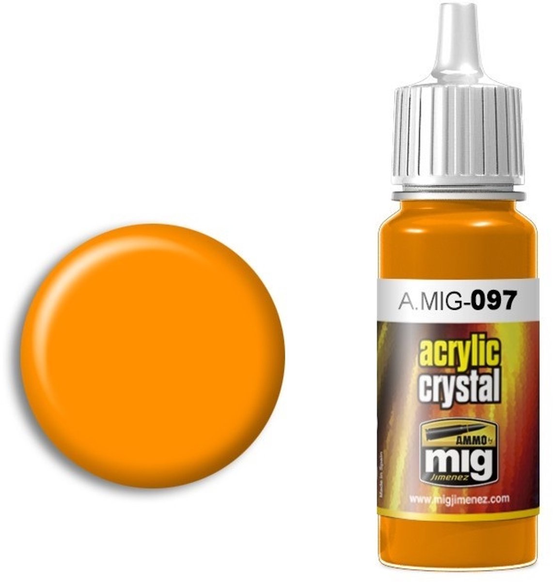 AMMO MIG Hobbyverf Acrylverf - MIG 0097 Crystal Orange - Acryl Verf flesje - 17 ml