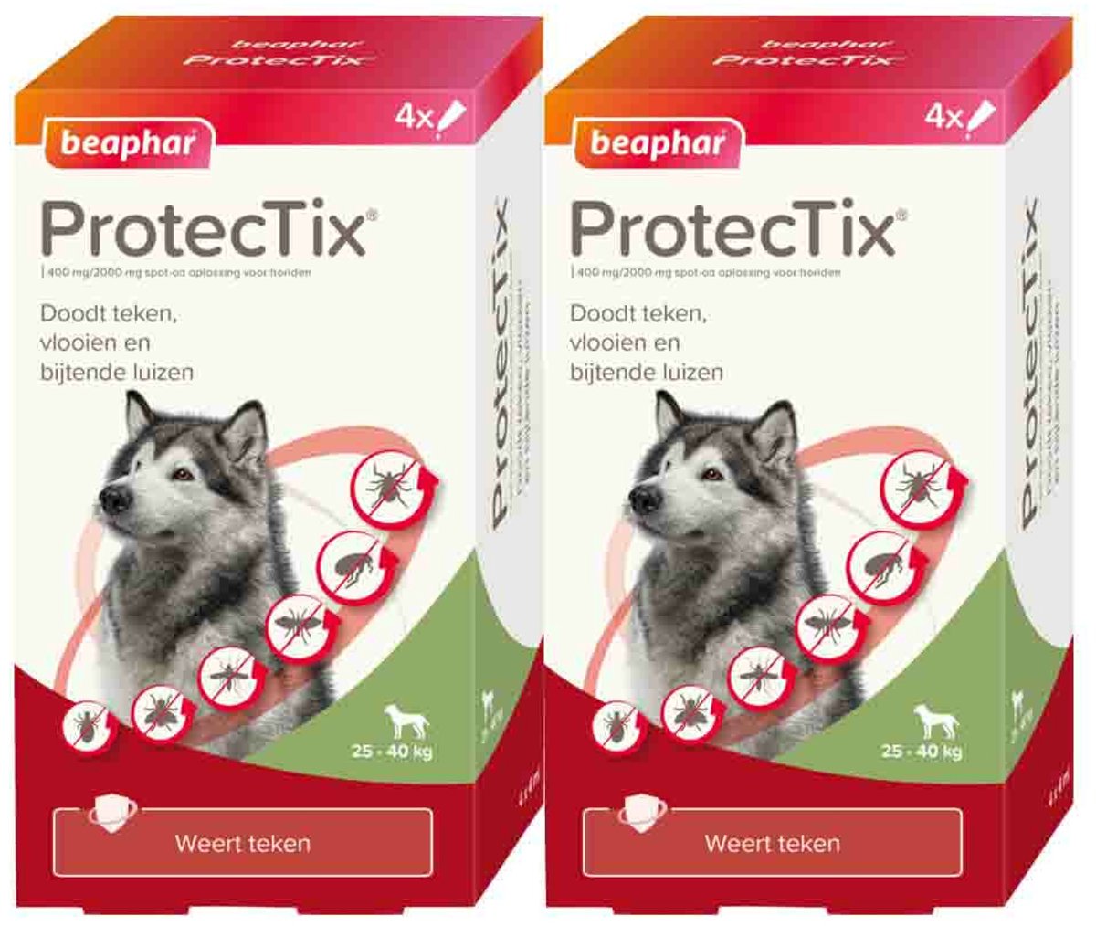 Beaphar ProtecTix Hond Anti Vlo & Teek 25-40 kg - 2 x 4 pipetten - Voordeelverpakking