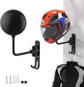 Support Mural En Acier Inoxydable Et Bois Pour Casque De Moto, Veste Et Gants Avec 4 Clips De Suspension