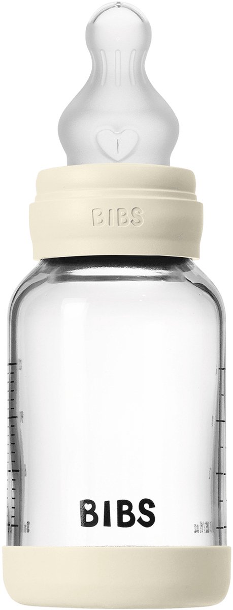 BIBS Fles - Slow Flow - 120 ml - Silicone/Glas - Ivory van Merkloos — afbeelding 4