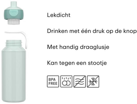Mepal pop-up drinkfles Campus Little Dutch - 400 ml - Sluit goed af - Drinkbeker voor kinderen - Flowers & Butterflies