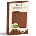 Verpakking van de Boncy chocoladevorm. Met afbeeldingen van de vorm en gevulde chocoladerepen.