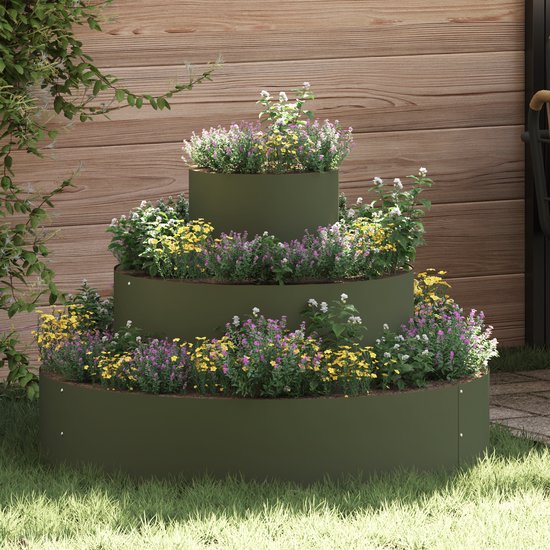 vidaXL - Tuin - Plantpot - Olijf - Groen - 90 - x - 90 - x - 20 - cm - Koudgewalst - staal