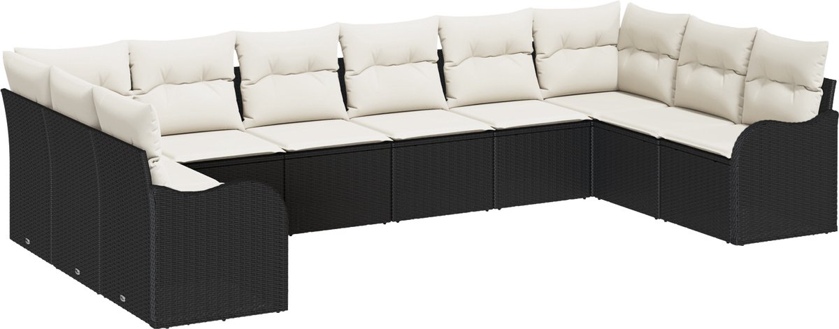 vidaXL Tuinbank - Set - 10,0 - st - Zwart - 344 - x - 177,5 - x - 85 - cm - poly - rattan