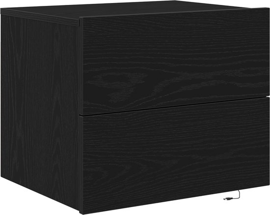 vidaXL Nachtkastje met lade Zwart eiken 50 x 36 x 60 cm Bewerkt hout vidaXL Nachtkastje met lade Zwart eiken 50 x 36 x 60 cm Bewerkt hout
