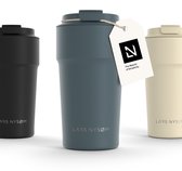 LARS NYSØM Bevægelse Thermos Coffee Mug-to-go 500ml - BPA-vrij met Isolatie - Lekvrije Roestvrijstalen Thermosbeker (Stone Blue)