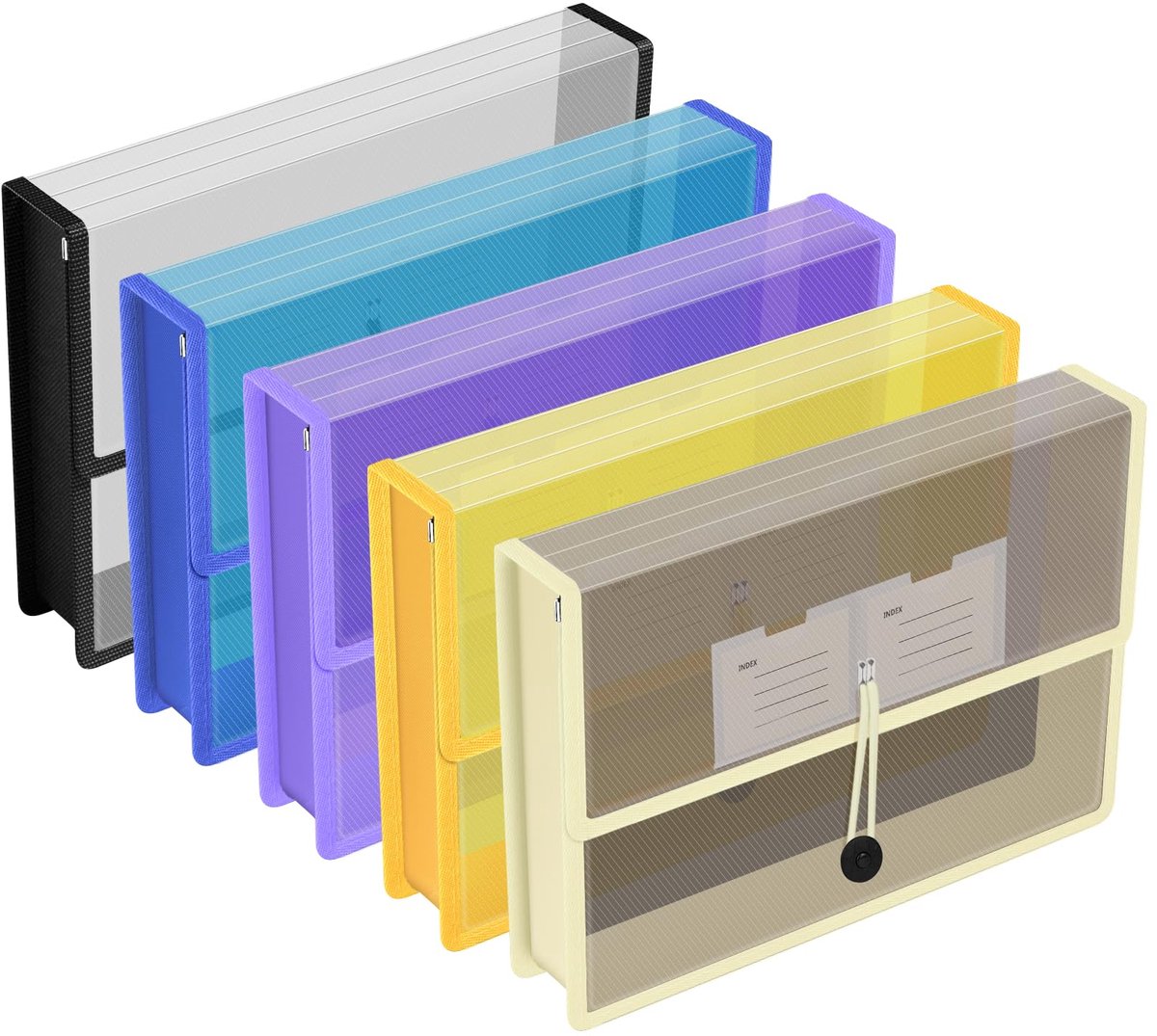 Ibenzoa® Robuuste Kunststof Verzamelmap A4 met Envelopes, 5 Stuks – Voor Kantoor, School en Thuis