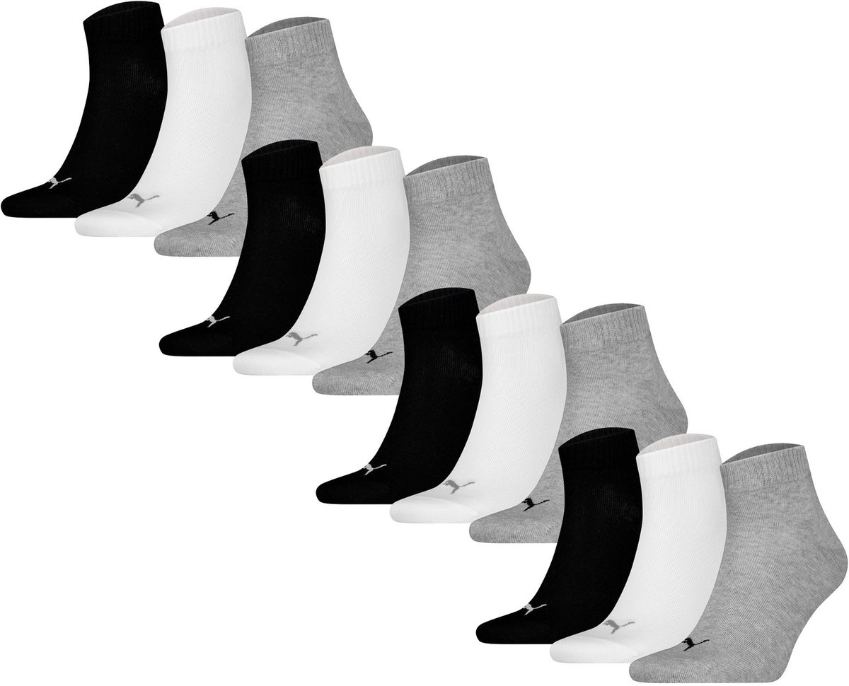 Puma Sokken Quarter Plain 12P 39-42 Verpakking van 12 Zwart