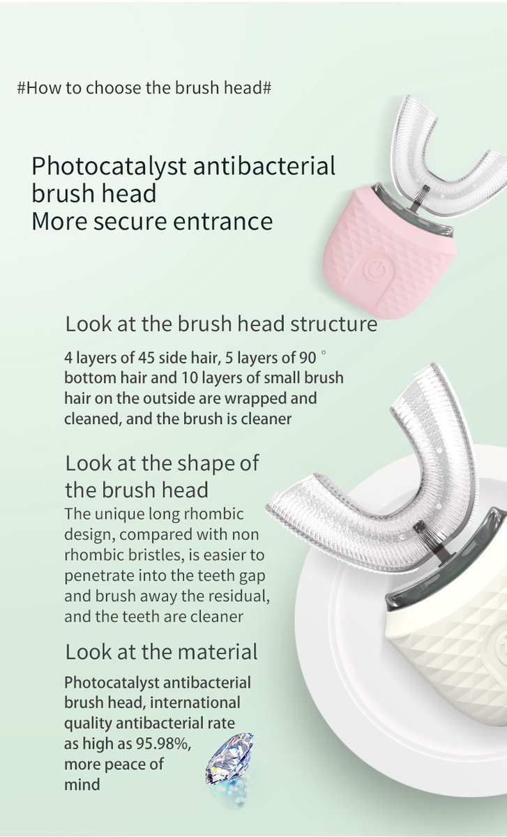 Afbeelding 3 van U-Vormige Tandenborstel - Smart Brush Tanden - Automatische Elektrische Tandenborstel - Tanden Bleken en Reinigen - Handsfree - UV Blauw Licht - 360° - 4 Standen - Waterbestendig - Teeth Whitening
