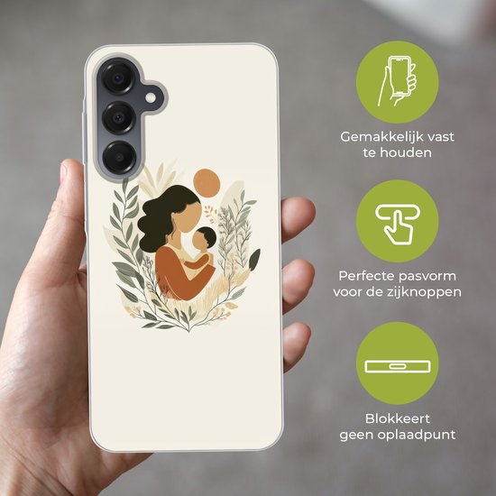 Coque de téléphone compatible avec Samsung Galaxy A16 - Illustration - Mère - Enfant - Amour - Coque en Siliconen