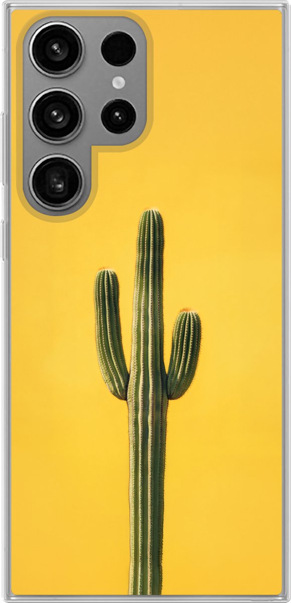 Telefoonhoesje Geschikt voor Samsung Galaxy S23 Ultra hoesje - Cactus - Groen - Minimalistisch - Siliconen Telefoonhoesje Telefoonhoesje