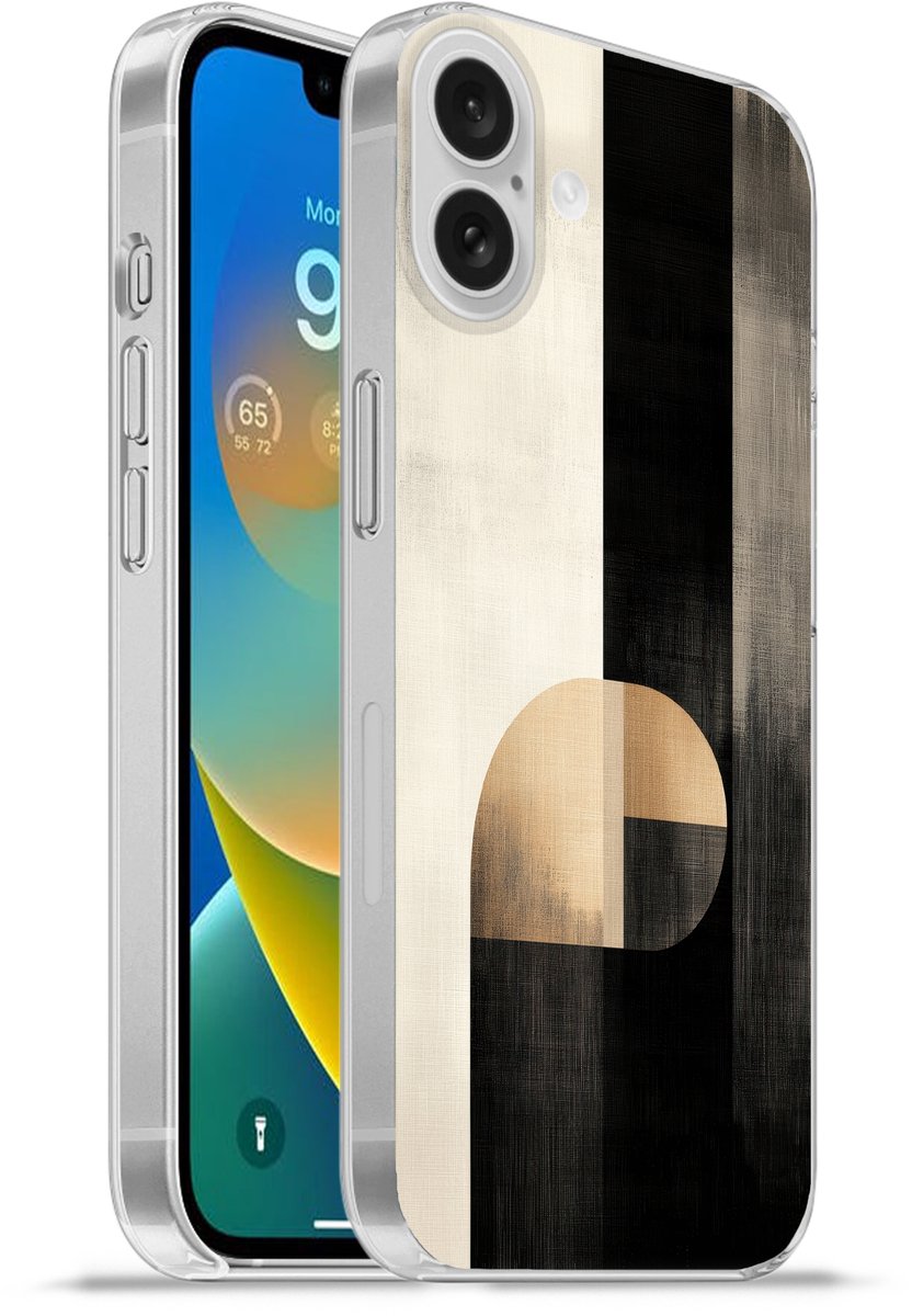 Telefoonhoesje Geschikt voor Apple Iphone 16 Plus hoesje - Vormen - Modern - Zwart - Siliconen Telefoonhoesje Telefoonhoesje