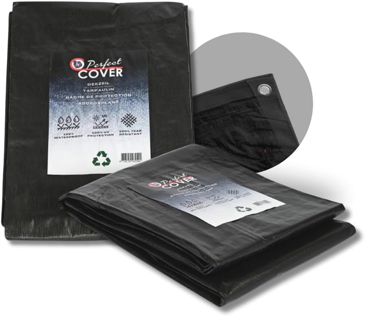Waterdicht Afdekzeil voor Tuinmeubelen, Zwembad, Auto en Caravan - UV-bestendig en Scheurvast - 80 gr/m², 4x6 (Zwart)