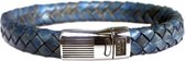 Bela Donaco Armband Business line W12 – RVS – Gevlochten vintage blauw leder