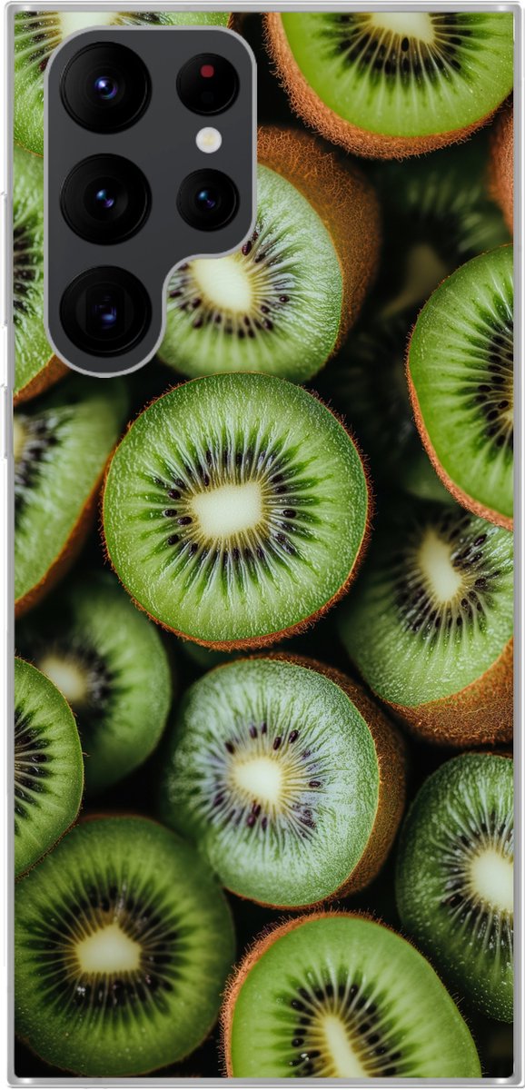 Telefoonhoesje Geschikt voor Samsung Galaxy S22 Ultra hoesje - Kiwi - Fruit - Groen - Siliconen Telefoonhoesje Telefoonhoesje