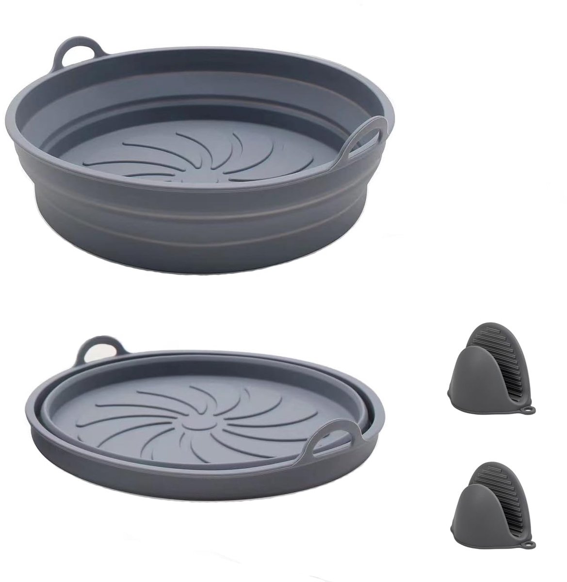 Ibenzoa® Innovatieve Herbruikbare Siliconen Bakvormen en Ovenhandschoenen voor Airfryer, Magnetron en Oven - Set van 2 Stuks