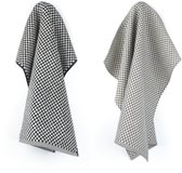 Bol.com Luxe Keukendoek en Theedoek Kleine Ruit Zwart Bunzlau Castle - 100% biologisch katoen - Keukendoek 60x53cm en Theedoek 6... aanbieding